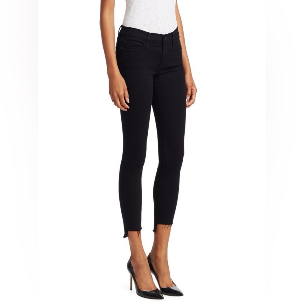 FRAME Le Skinny de Jeanne Mid-Rise Raw-Edge Step Hem Jeans - Picture 1 of 11